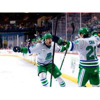 Florida Everblades' Logan Lambdin and Oliver Chau on game night